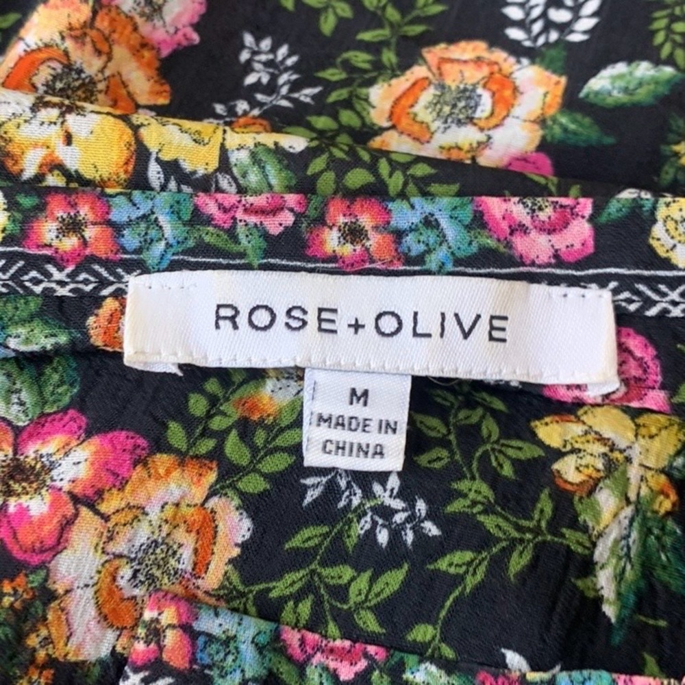 Rose + Olive Split Neck Floral Peasant Blouse - Picture 9 of 10